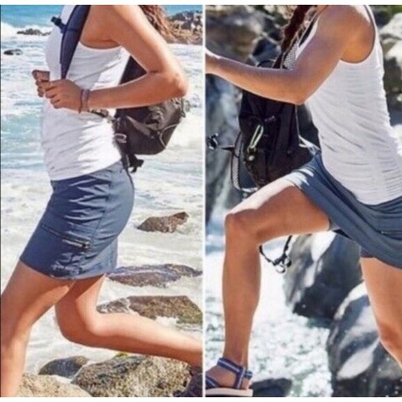 Athleta Trekkie Skort Skirt Womens Size 6 Green Cargo Outdoors Hiking Athleisure - Picture 2 of 14